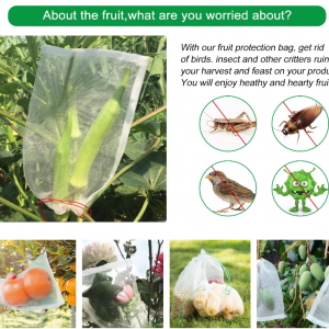 100 Pcs Fruit Protection Bags, Fruit Netting Bags, Garden Netting Bags with Drawstrings - Image 4