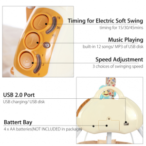 Electric baby cradle, automatic cradle swing, Rocking Bassinet for Baby - Image 6
