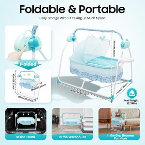 Electric baby cradle, automatic cradle swing, Rocking Bassinet for Baby - Image 11