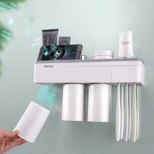 Magnetic Toothbrush Holder Cup Toothpaste Shaver Household Bathroom Storage Holder 3/2 Cups - Image 15