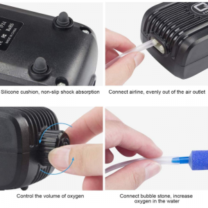 Aquarium Air Pump Fish Tank Oxygen Pump with 2 Air Stone,Aquarium Air Pump - Image 5