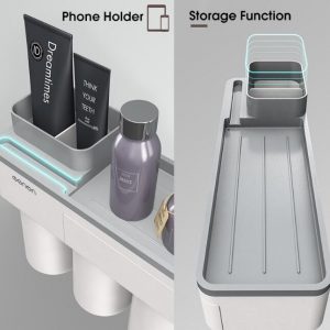 Magnetic Toothbrush Holder Cup Toothpaste Shaver Household Bathroom Storage Holder 3/2 Cups - Image 9