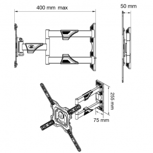 TV WALL MOUNT FULL MOTION, TV WALL MOUNT 32 - 55 inch NB P4 - Image 5