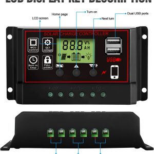Solar Charge Controller,12V/24V Solar Charge Controller 10A 20A 30A - Image 2