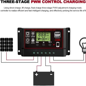 Solar Charge Controller,12V/24V Solar Charge Controller 10A 20A 30A - Image 3