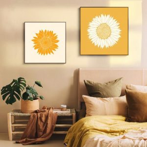 Sunflower Canvas Wall Art Floral Painting Prints 2 Panel