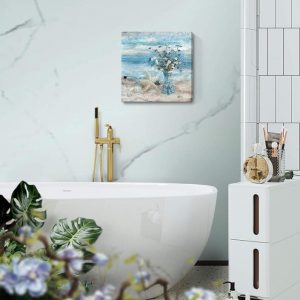 Flower Picture Decor Wall Art Floral for Bedroom Living Room Walls Decoration, Canvas Framed 40cmx40cm - Image 3