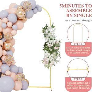 Gold Wedding Arch Backdrop Stand, Backdrop Stand for Parties 5FT,6FT,6.6FT,7.2FT - Image 7