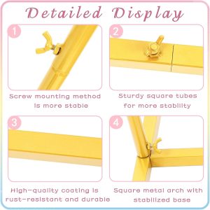 Gold Wedding Arch Backdrop Stand, Backdrop Stand for Parties 5FT,6FT,6.6FT,7.2FT - Image 6