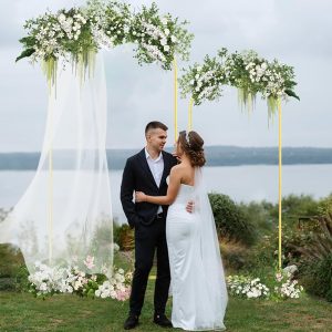 Gold Wedding Arch Backdrop Stand, Backdrop Stand for Parties 5FT,6FT,6.6FT,7.2FT - Image 4