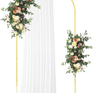 Gold Wedding Arch Backdrop Stand, Backdrop Stand for Parties 5FT,6FT,6.6FT,7.2FT