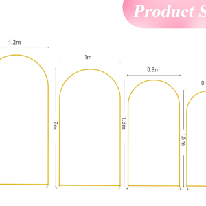 Gold Wedding Arch Backdrop Stand, Backdrop Stand for Parties 5FT,6FT,6.6FT,7.2FT - Image 3