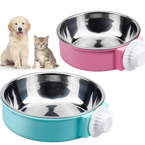 Crate Dog Bowl,Crate chick Bow, Hanging Pet Cage Bowl Food & Water Feeder 2 Pcs