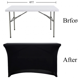 Table Cover Table Cloths Wedding Tablecloth 4ft black / white - Image 4