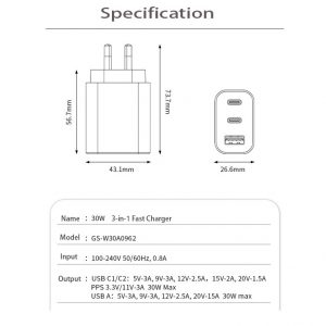 USB C Fast Wall Charger USB A Fast Charger 30W - Image 4
