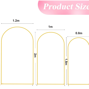 Wedding Arch Backdrop Stand 3pcs Gold/White - Image 2