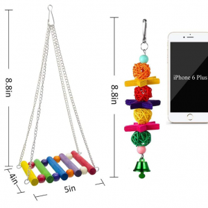 7 Pcs Bird Swing Chewing Toys Parrot Hammock Bell Toys - Image 4