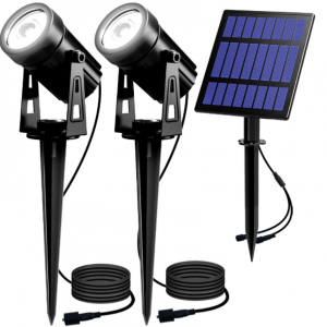 Solar Garden Spot Lights, LED Solar Landscape Light Outdoor IP65 Waterproof - Cool White - Image 1