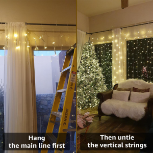 Curtain Lights Plug in, LED Warm White Christmas Curtain Lights - Image 3