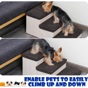 Dog Stairs with Foldable Storage Box 3 Steps - Image 5