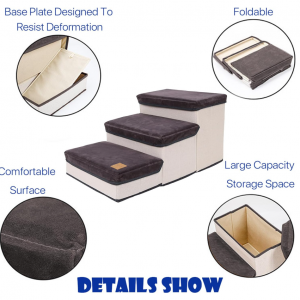 Dog Stairs with Foldable Storage Box 3 Steps - Image 6