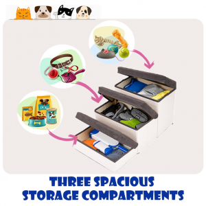 Dog Stairs with Foldable Storage Box 3 Steps - Image 7