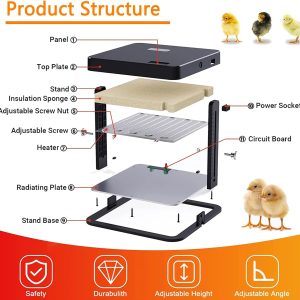 Chick Brooder Heater, Poultry Brooder Heating Plate,Adjustable Temp & Height for 15-20 Chicks - Image 4