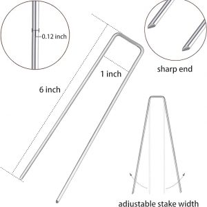 Weed Mat Pins,Garden Stakes, Galvanized Landscape Staples 100 Pack - Image 4