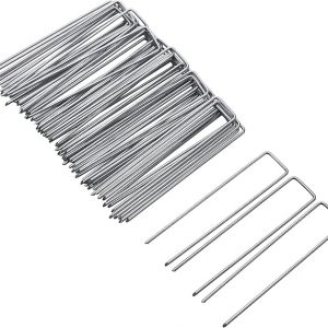 Weed Mat Pins，Garden Stakes, Galvanized Landscape Staples  100 Pack