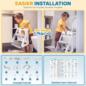 Potty Training Toilet Seat，Potty Training Seat with Step Stool Ladder - Image 8