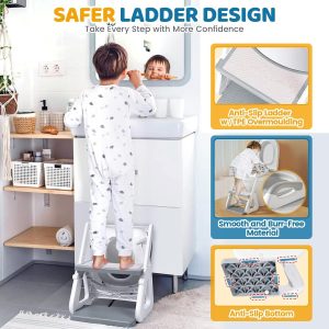 Potty Training Toilet Seat，Potty Training Seat with Step Stool Ladder - Image 7
