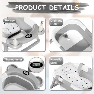Foldable baby bathtub With Thermometer - Image 5