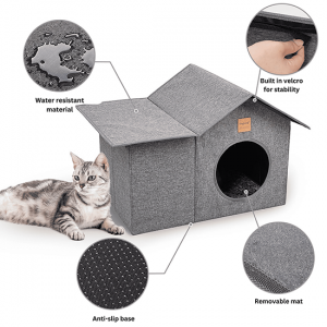 Outdoor Cat House - Weatherproof Large Cat Shelter for Outside with Roof Window - Image 5