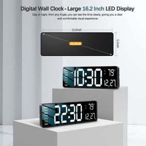 16" Large Digital Wall Clock with Remote Control - Image 9