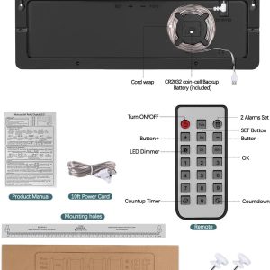 16" Large Digital Wall Clock with Remote Control - Image 9