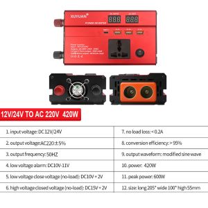 600w Power Inverter DC 12V/24V - Image 4