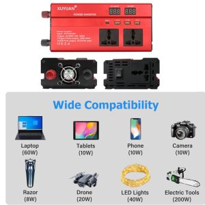 1200W Power Inverter, Car Inverter DC 12V/24V - Image 3