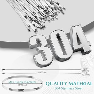 304 Stainless Steel Zip Ties 30cm - Image 3