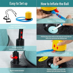 Yoga Balance Trainer Ball with Resistance Bands 58cm - Image 7