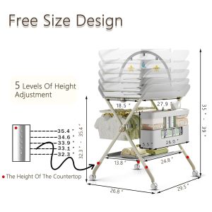 Baby Changing Table, Portable Folding Changing Table with Wheels - Image 6