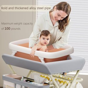 Baby Changing Table, Portable Folding Changing Table with Wheels - Image 5