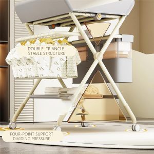 Baby Changing Table, Portable Folding Changing Table with Wheels - Image 3