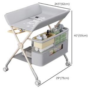 Baby Changing Table, Portable Folding Changing Table with Wheels - Image 8