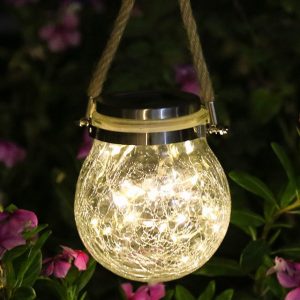 2pcs Solar Hanging Crackle Ball Light Outdoor Lighting Glass large - Image 7