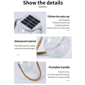 2pcs Solar Hanging Crackle Ball Light Outdoor Lighting Glass large - Image 10