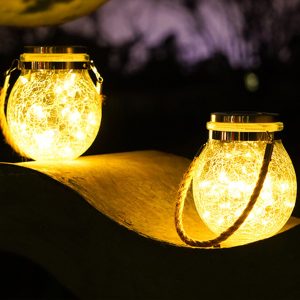 2pcs Solar Hanging Crackle Ball Light Outdoor Lighting Glass large - Image 5