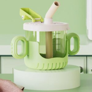 300ml, toddler water cup with straw,baby sippy cup with handle - Image 4