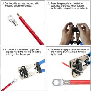 6-50mm Crimping tools Cable crimper, Wire plug pliers Battery terminal with 60 Wire Lugs - Image 9