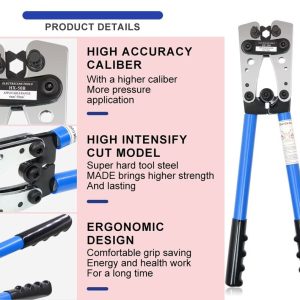6-50mm Crimping tools Cable crimper, Wire plug pliers Battery terminal with 60 Wire Lugs - Image 5