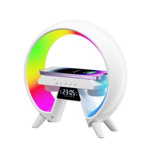 Bluetooth Speaker with Wireless Charger, Digital Clock, Mood Lamp & Alarm - Image 8
